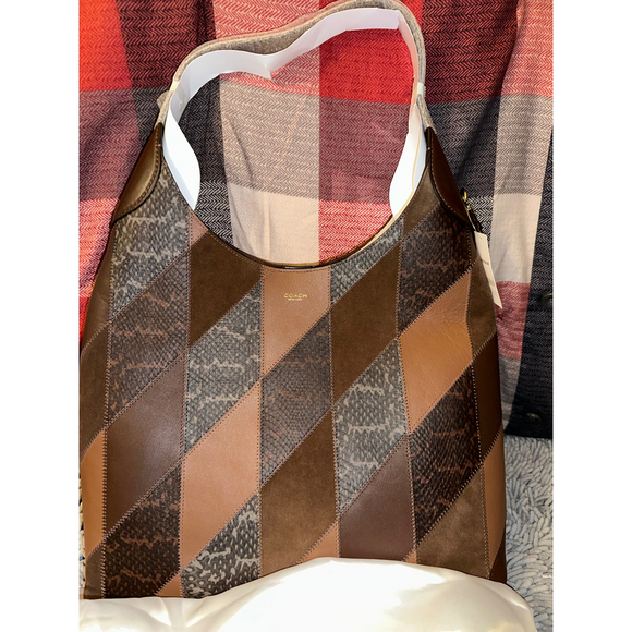 COACH® Handbags - COACH® Brooklyn Shoulder Bag 39 With Snakeskin Patchwork in Brown